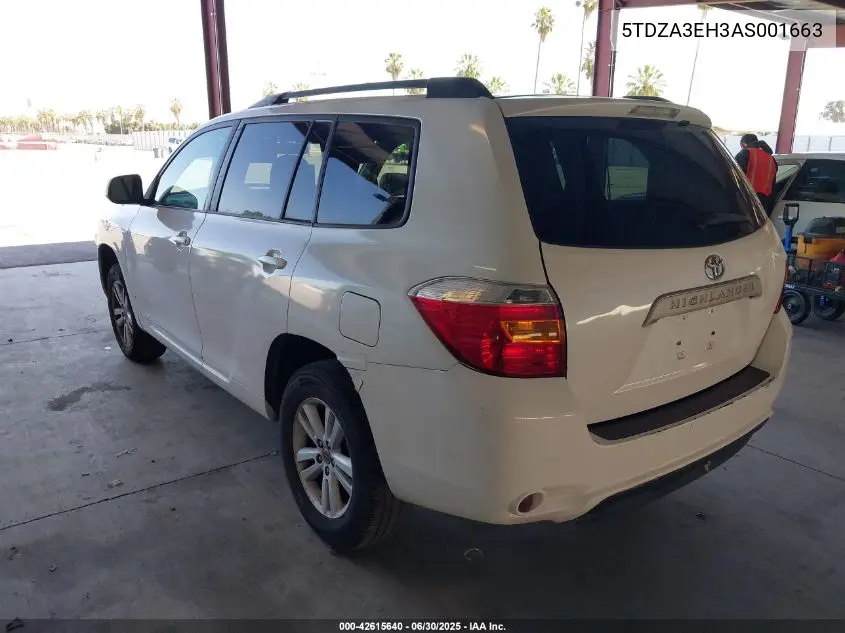 2010 Toyota Highlander VIN: 5TDZA3EH3AS001663 Lot: 42615640
