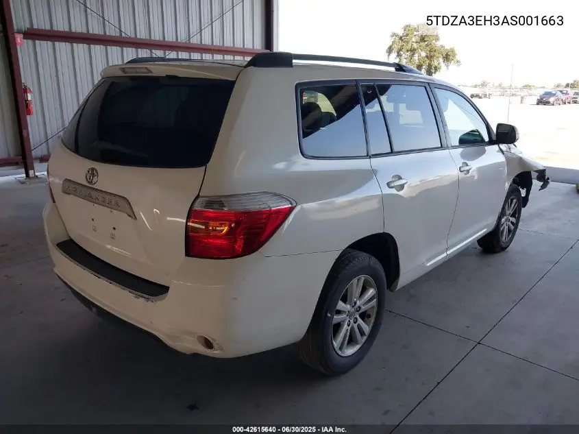 2010 Toyota Highlander VIN: 5TDZA3EH3AS001663 Lot: 42615640