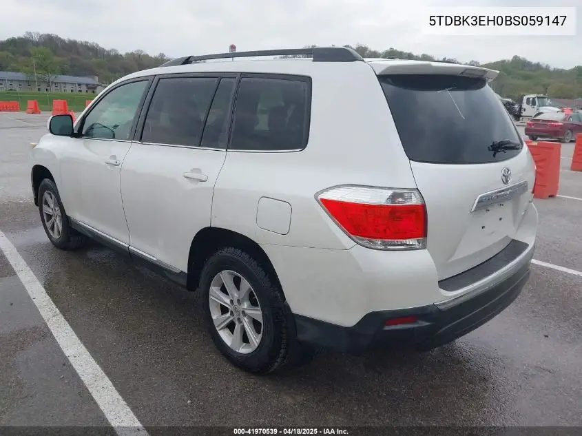 2011 Toyota Highlander Se VIN: 5TDBK3EH0BS059147 Lot: 41970539