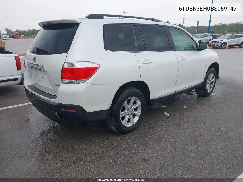 2011 Toyota Highlander Se VIN: 5TDBK3EH0BS059147 Lot: 41970539