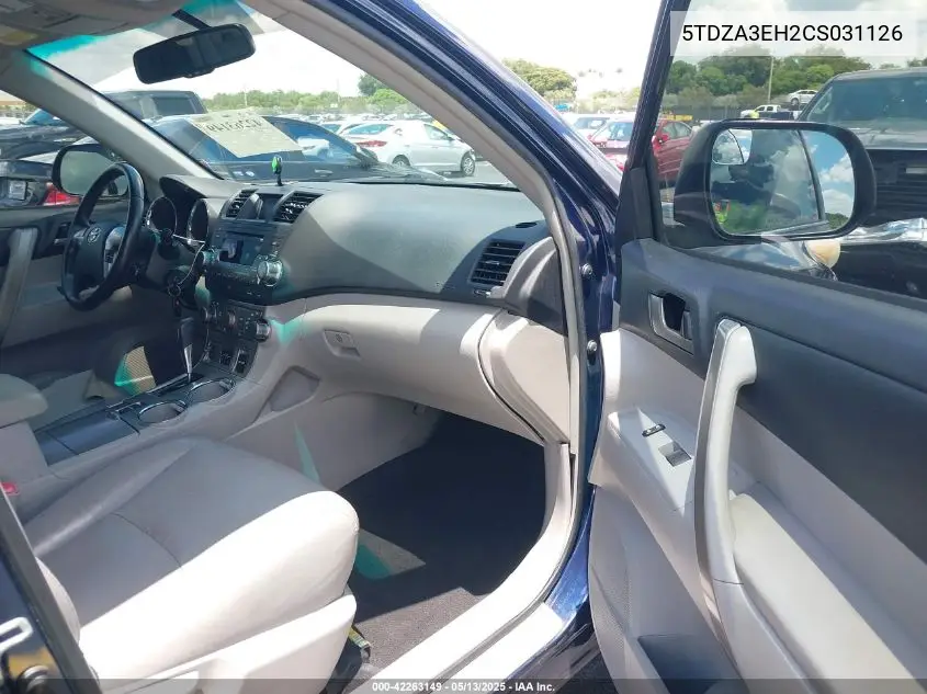 2012 Toyota Highlander Se VIN: 5TDZA3EH2CS031126 Lot: 42263149