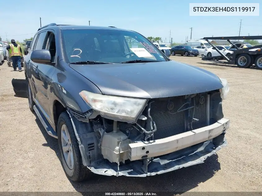 2013 Toyota Highlander Base Plus V6 VIN: 5TDZK3EH4DS119917 Lot: 42240880