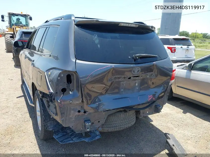 2013 Toyota Highlander Base Plus V6 VIN: 5TDZK3EH4DS119917 Lot: 42240880