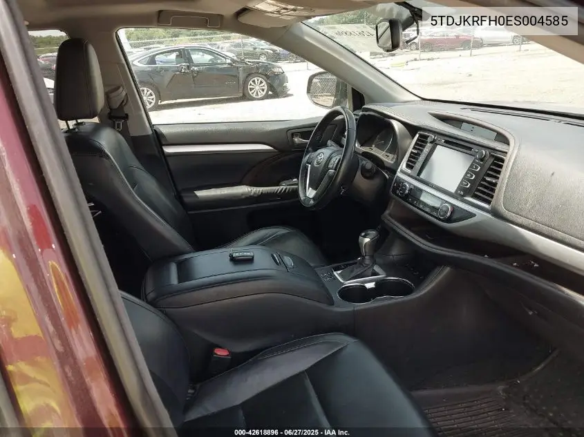 2014 Toyota Highlander Xle V6 VIN: 5TDJKRFH0ES004585 Lot: 42618896