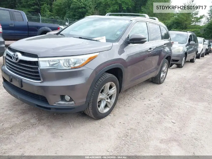 2014 Toyota Highlander Limited V6 VIN: 5TDYKRFH2ES019717 Lot: 42628659