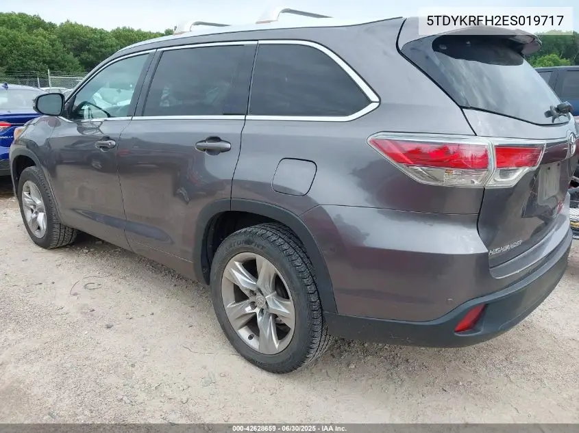 2014 Toyota Highlander Limited V6 VIN: 5TDYKRFH2ES019717 Lot: 42628659