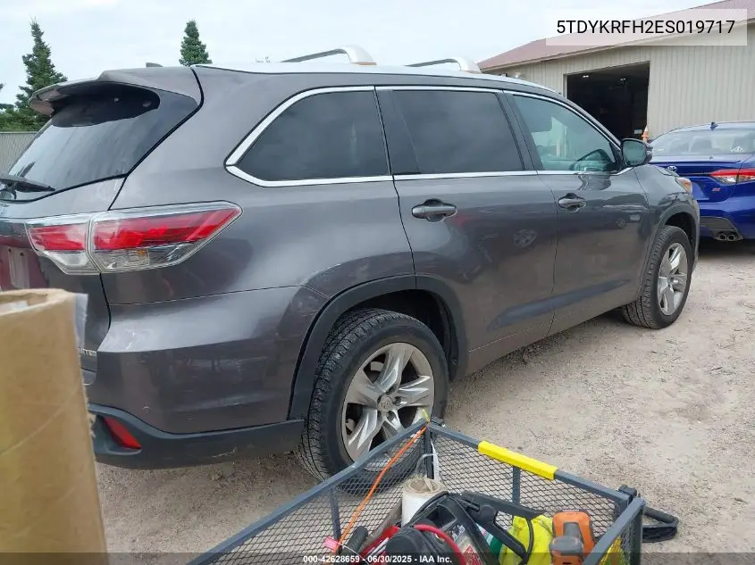 2014 Toyota Highlander Limited V6 VIN: 5TDYKRFH2ES019717 Lot: 42628659