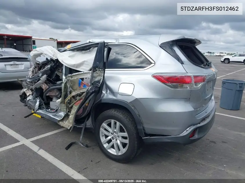 2015 Toyota Highlander Le VIN: 5TDZARFH3FS012462 Lot: 42249701