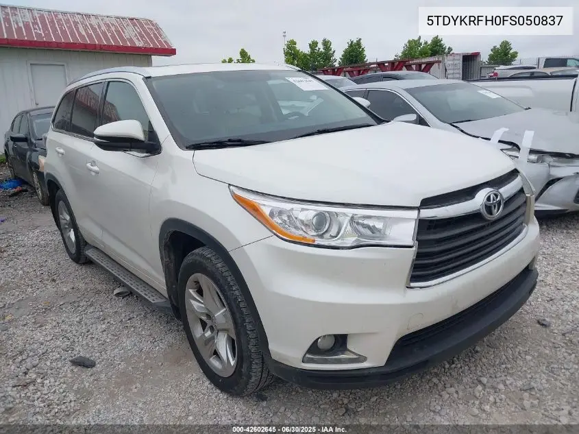 2015 Toyota Highlander Limited V6 VIN: 5TDYKRFH0FS050837 Lot: 42602645