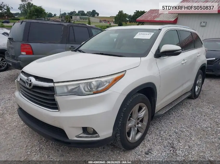 2015 Toyota Highlander Limited V6 VIN: 5TDYKRFH0FS050837 Lot: 42602645