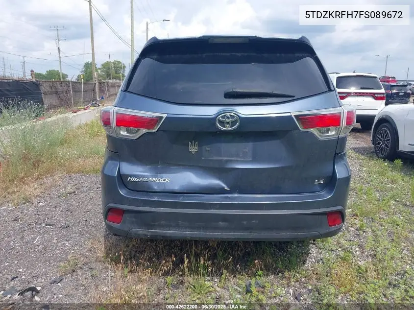 5tdzkrfh7fs089672 5TDZKRFH7FS089672 2015 Toyota Highlander Le V6