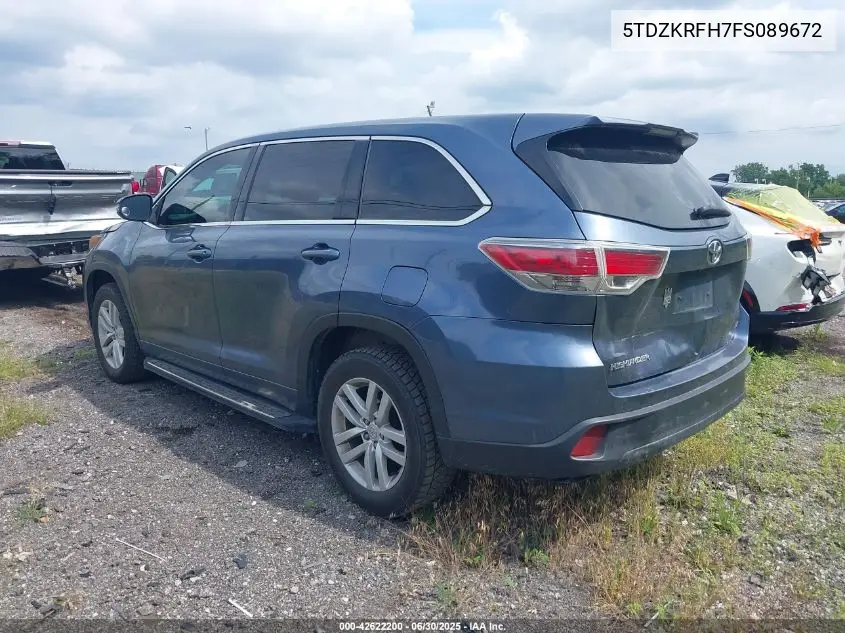 5tdzkrfh7fs089672 5TDZKRFH7FS089672 2015 Toyota Highlander Le V6