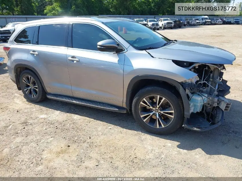 2016 Toyota Highlander Xle V6 VIN: 5TDKKRFHXGS175772 Lot: 42259999
