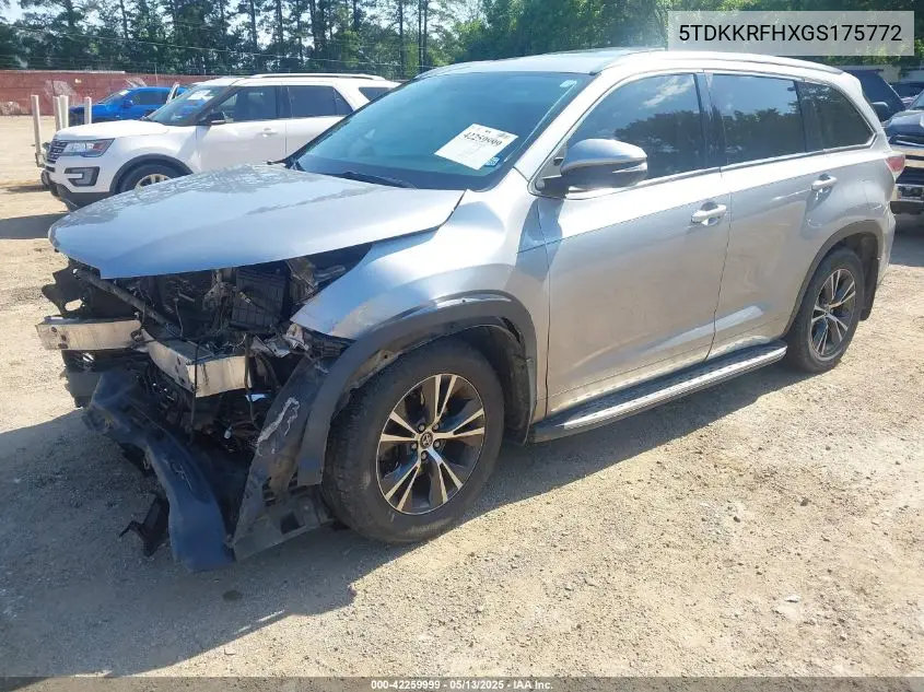 2016 Toyota Highlander Xle V6 VIN: 5TDKKRFHXGS175772 Lot: 42259999