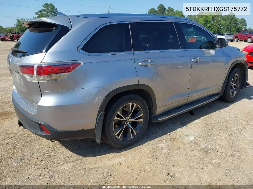 2016 Toyota Highlander Xle V6 VIN: 5TDKKRFHXGS175772 Lot: 42259999