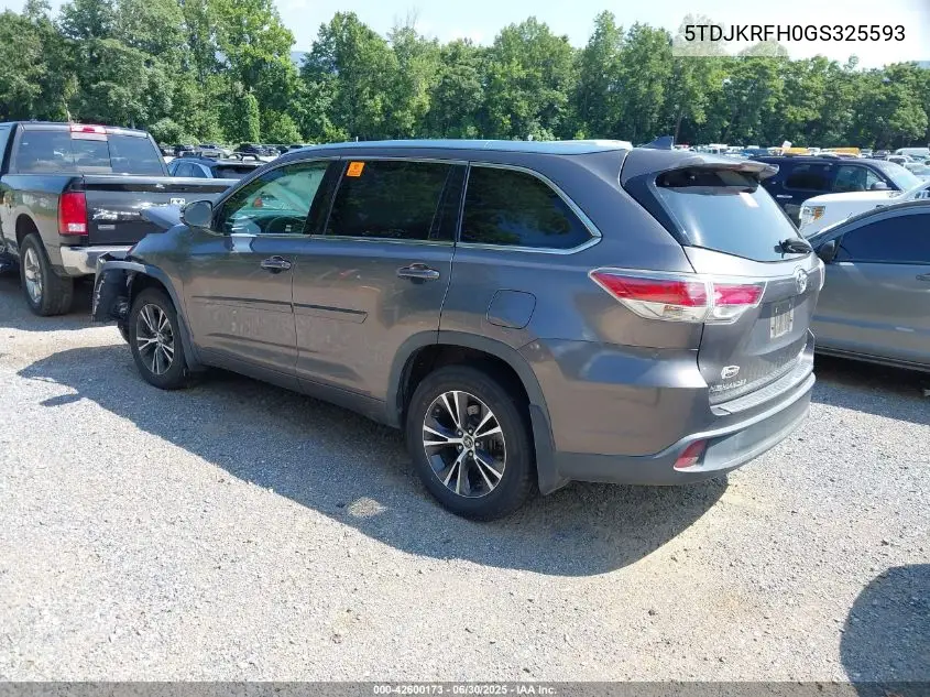 2016 Toyota Highlander Xle V6 VIN: 5TDJKRFH0GS325593 Lot: 42600173