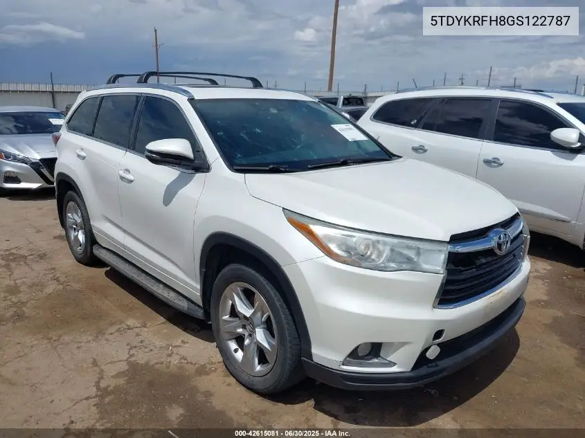 2016 Toyota Highlander Limited V6 VIN: 5TDYKRFH8GS122787 Lot: 42615081