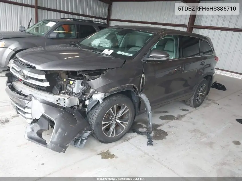 2017 Toyota Highlander Le VIN: 5TDBZRFH6HS386710 Lot: 42226567