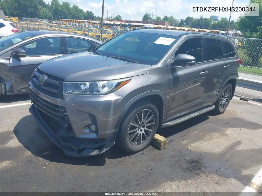 2017 Toyota Highlander Se VIN: 5TDKZRFHXHS200344 Lot: 42616051