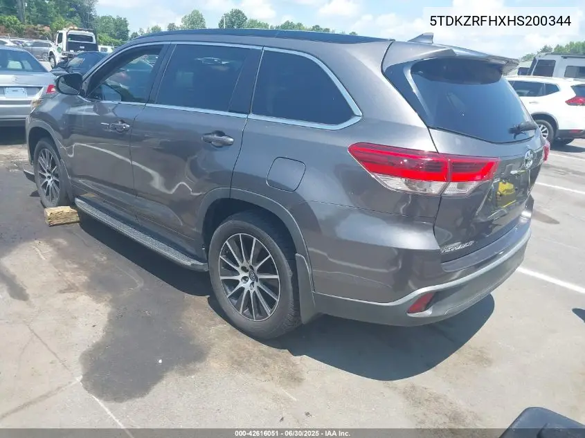 2017 Toyota Highlander Se VIN: 5TDKZRFHXHS200344 Lot: 42616051