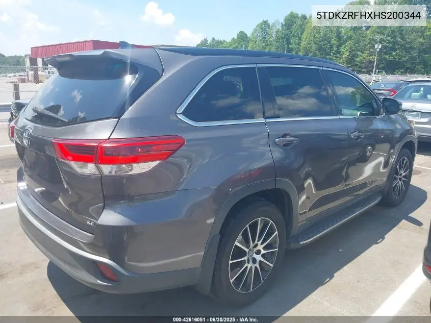 2017 Toyota Highlander Se VIN: 5TDKZRFHXHS200344 Lot: 42616051