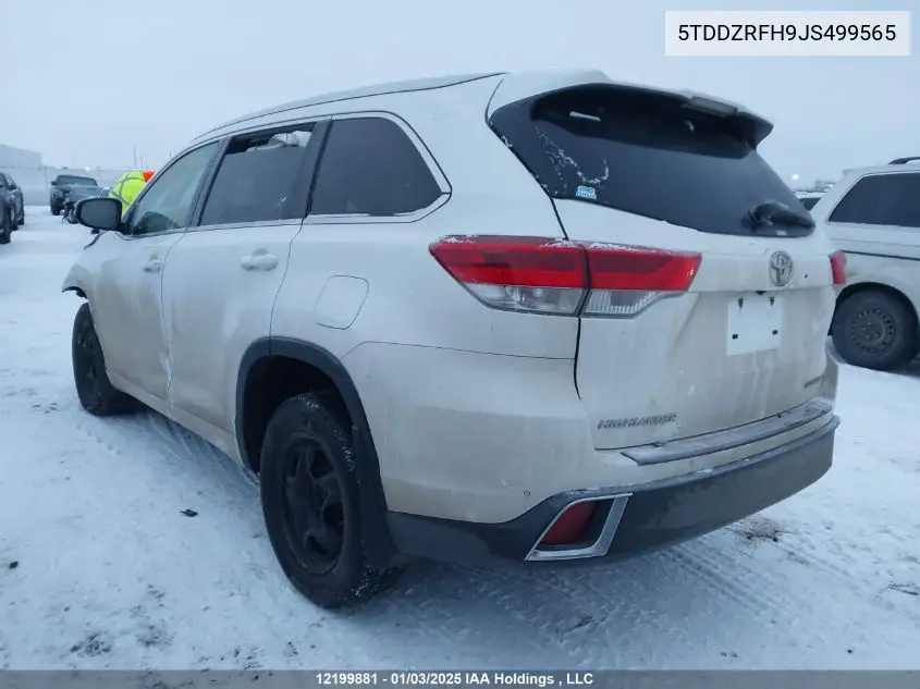 2018 Toyota Highlander Limited VIN: 5TDDZRFH9JS499565 Lot: 12199881