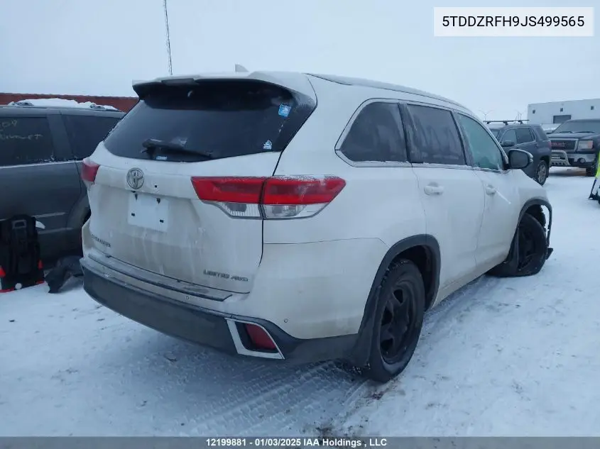 2018 Toyota Highlander Limited VIN: 5TDDZRFH9JS499565 Lot: 12199881