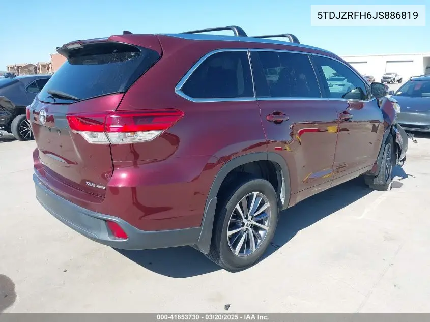 2018 Toyota Highlander Xle VIN: 5TDJZRFH6JS886819 Lot: 41853730