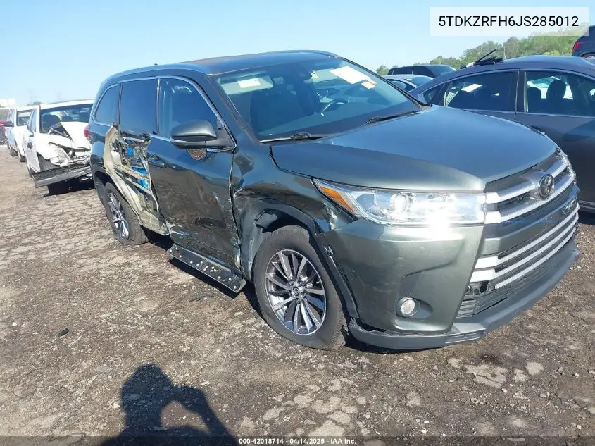 2018 Toyota Highlander Xle VIN: 5TDKZRFH6JS285012 Lot: 42018714