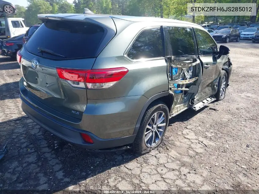 2018 Toyota Highlander Xle VIN: 5TDKZRFH6JS285012 Lot: 42018714