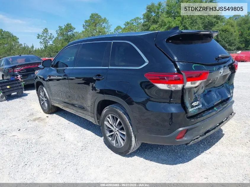 2018 Toyota Highlander Xle VIN: 5TDKZRFH3JS549805 Lot: 42603465