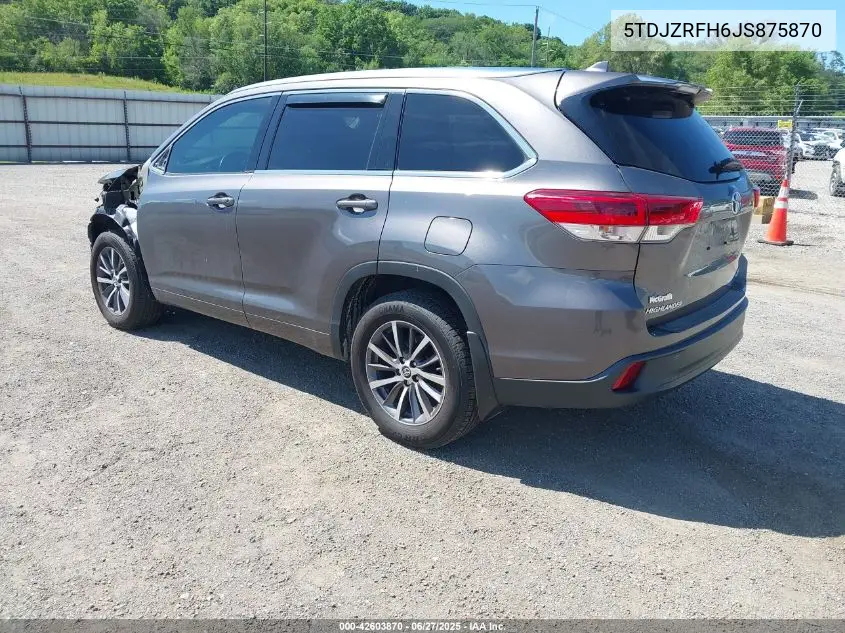2018 Toyota Highlander Xle VIN: 5TDJZRFH6JS875870 Lot: 42603870