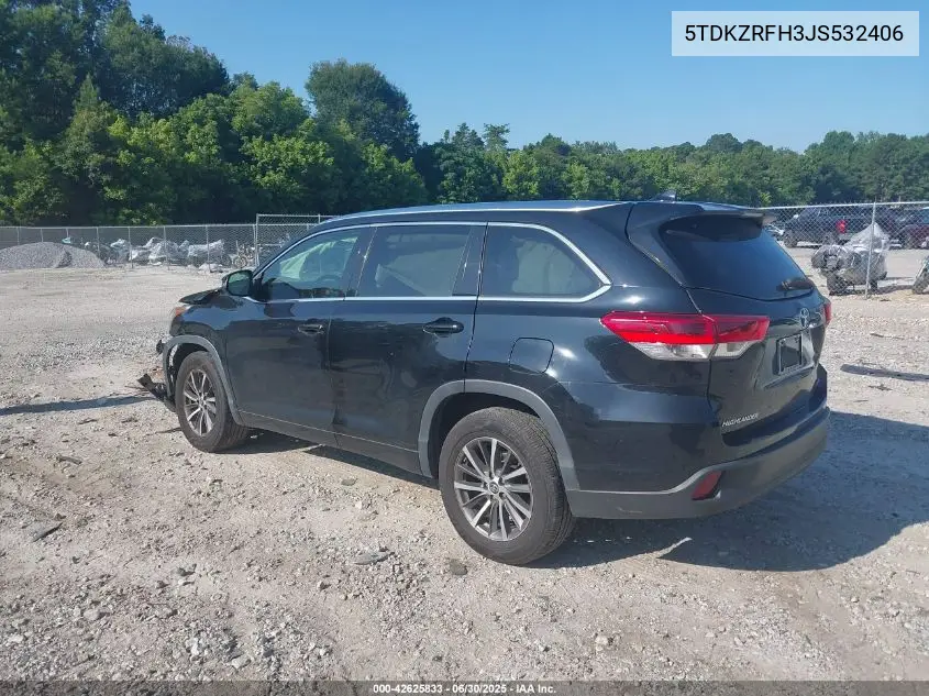 2018 Toyota Highlander Xle VIN: 5TDKZRFH3JS532406 Lot: 42625833