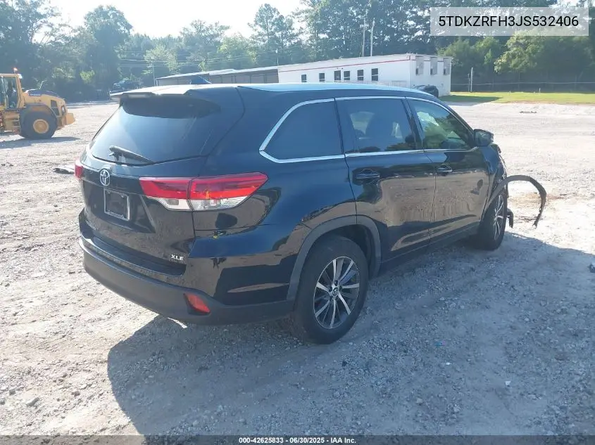 2018 Toyota Highlander Xle VIN: 5TDKZRFH3JS532406 Lot: 42625833