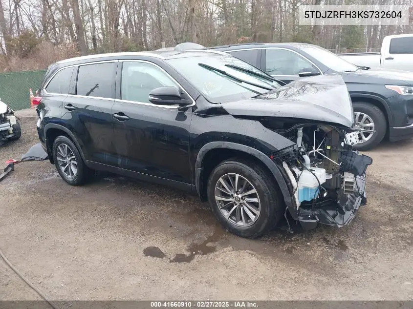 2019 Toyota Highlander Xle VIN: 5TDJZRFH3KS732604 Lot: 41660910