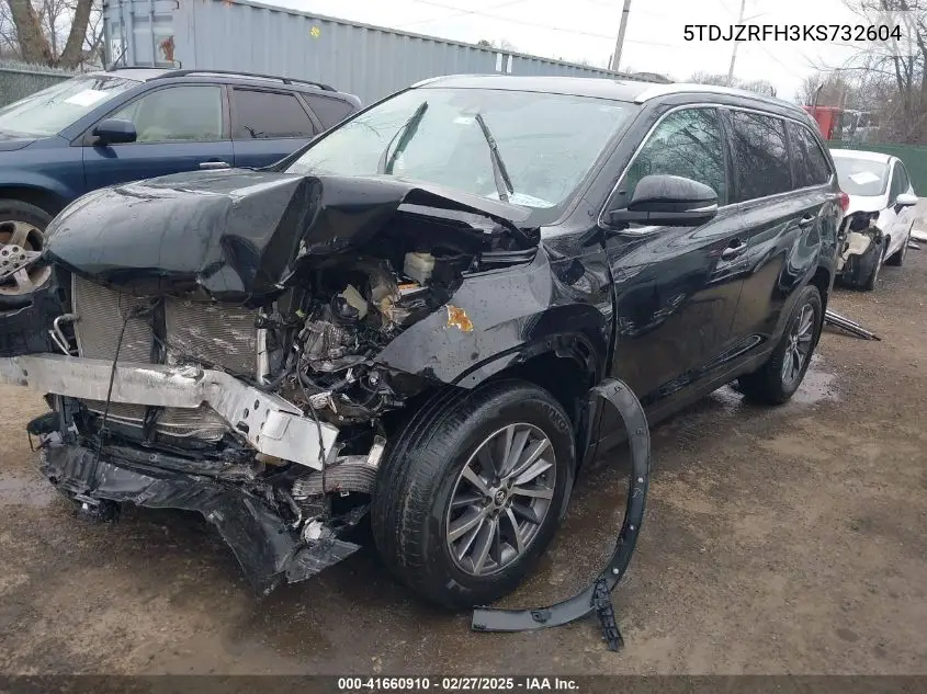 2019 Toyota Highlander Xle VIN: 5TDJZRFH3KS732604 Lot: 41660910