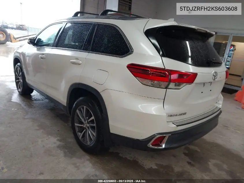 2019 Toyota Highlander Xle VIN: 5TDJZRFH2KS603608 Lot: 42258653