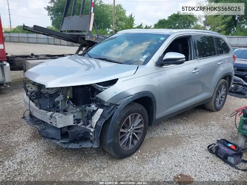 2019 Toyota Highlander Xle VIN: 5TDKZRFH0KS565025 Lot: 42583746