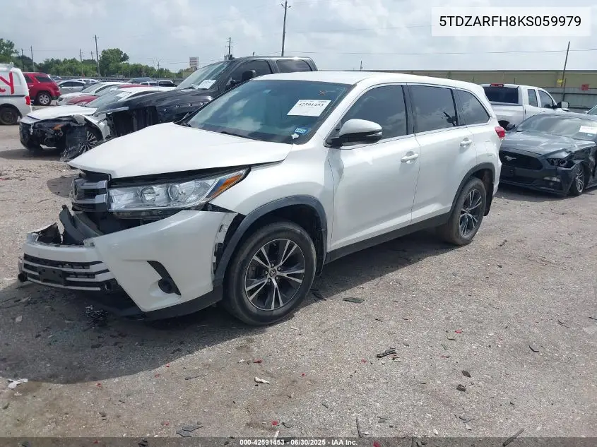2019 Toyota Highlander Le VIN: 5TDZARFH8KS059979 Lot: 42591453