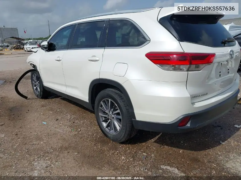 2019 Toyota Highlander Xle VIN: 5TDKZRFH0KS557636 Lot: 42601100