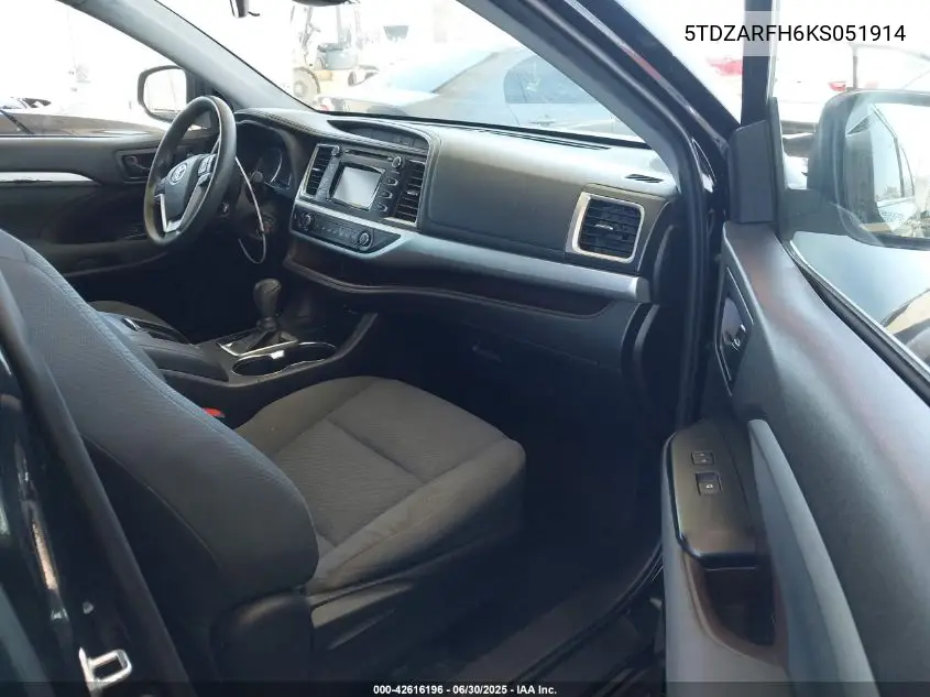2019 Toyota Highlander Le VIN: 5TDZARFH6KS051914 Lot: 42616196