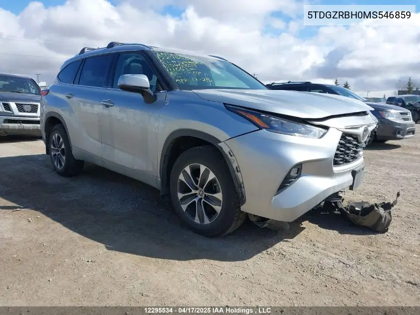 2021 Toyota Highlander Xle VIN: 5TDGZRBH0MS546859 Lot: 12295534