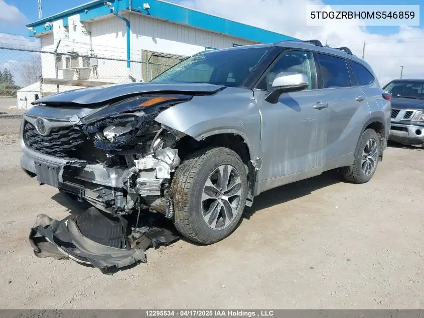 2021 Toyota Highlander Xle VIN: 5TDGZRBH0MS546859 Lot: 12295534