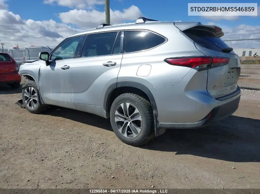 2021 Toyota Highlander Xle VIN: 5TDGZRBH0MS546859 Lot: 12295534