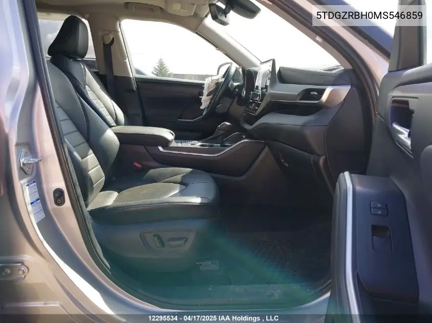 2021 Toyota Highlander Xle VIN: 5TDGZRBH0MS546859 Lot: 12295534