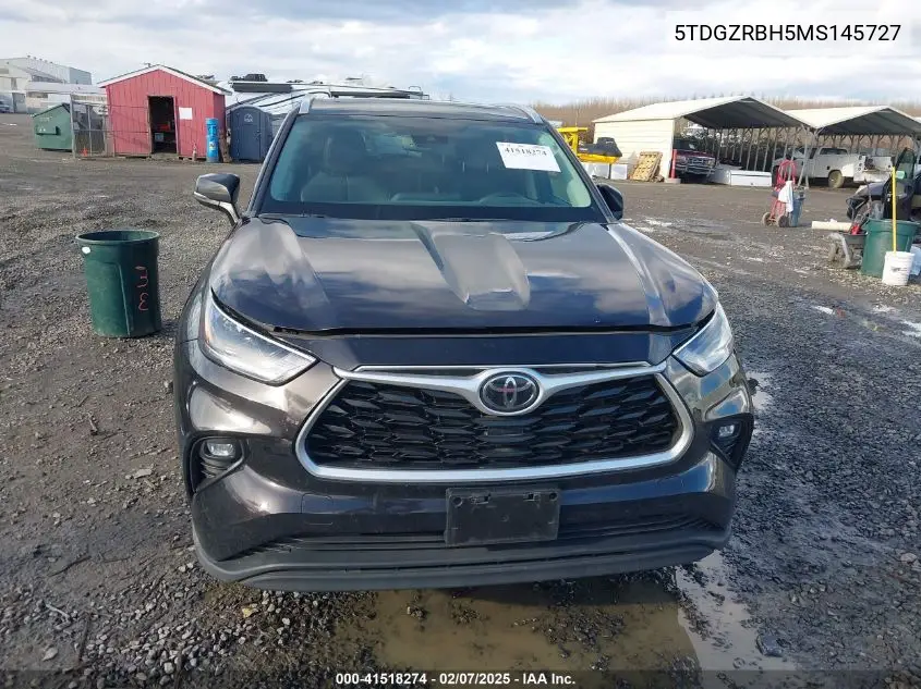2021 Toyota Highlander Xle VIN: 5TDGZRBH5MS145727 Lot: 41518274
