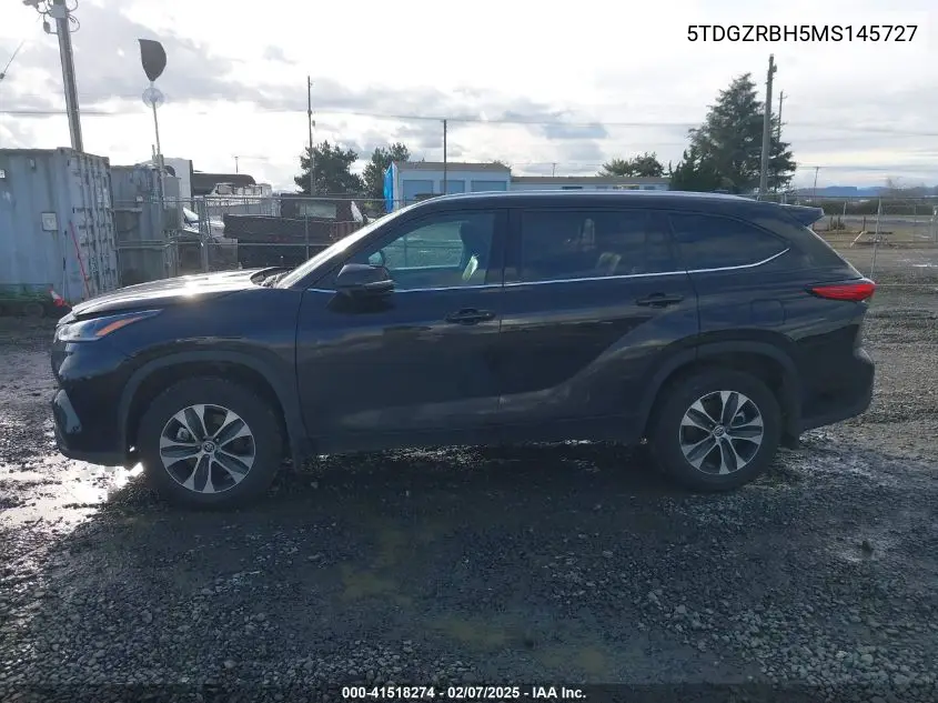 2021 Toyota Highlander Xle VIN: 5TDGZRBH5MS145727 Lot: 41518274
