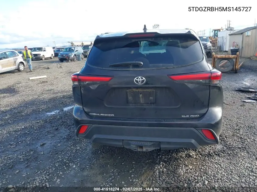 2021 Toyota Highlander Xle VIN: 5TDGZRBH5MS145727 Lot: 41518274