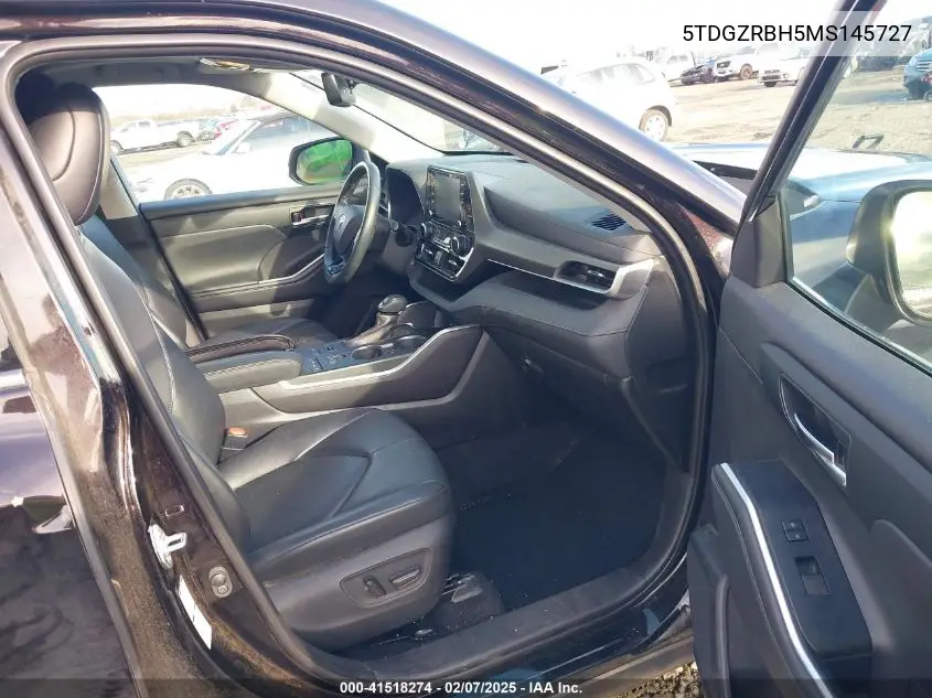 2021 Toyota Highlander Xle VIN: 5TDGZRBH5MS145727 Lot: 41518274