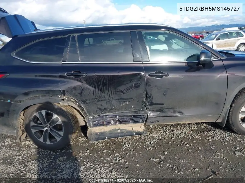 2021 Toyota Highlander Xle VIN: 5TDGZRBH5MS145727 Lot: 41518274